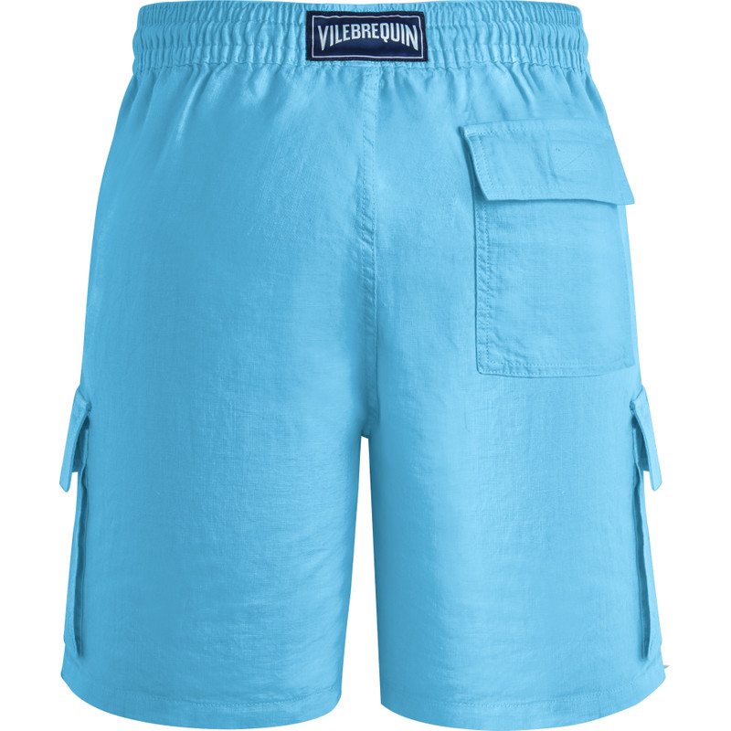 Men Linen Bermuda Shorts Cargo Pockets 2