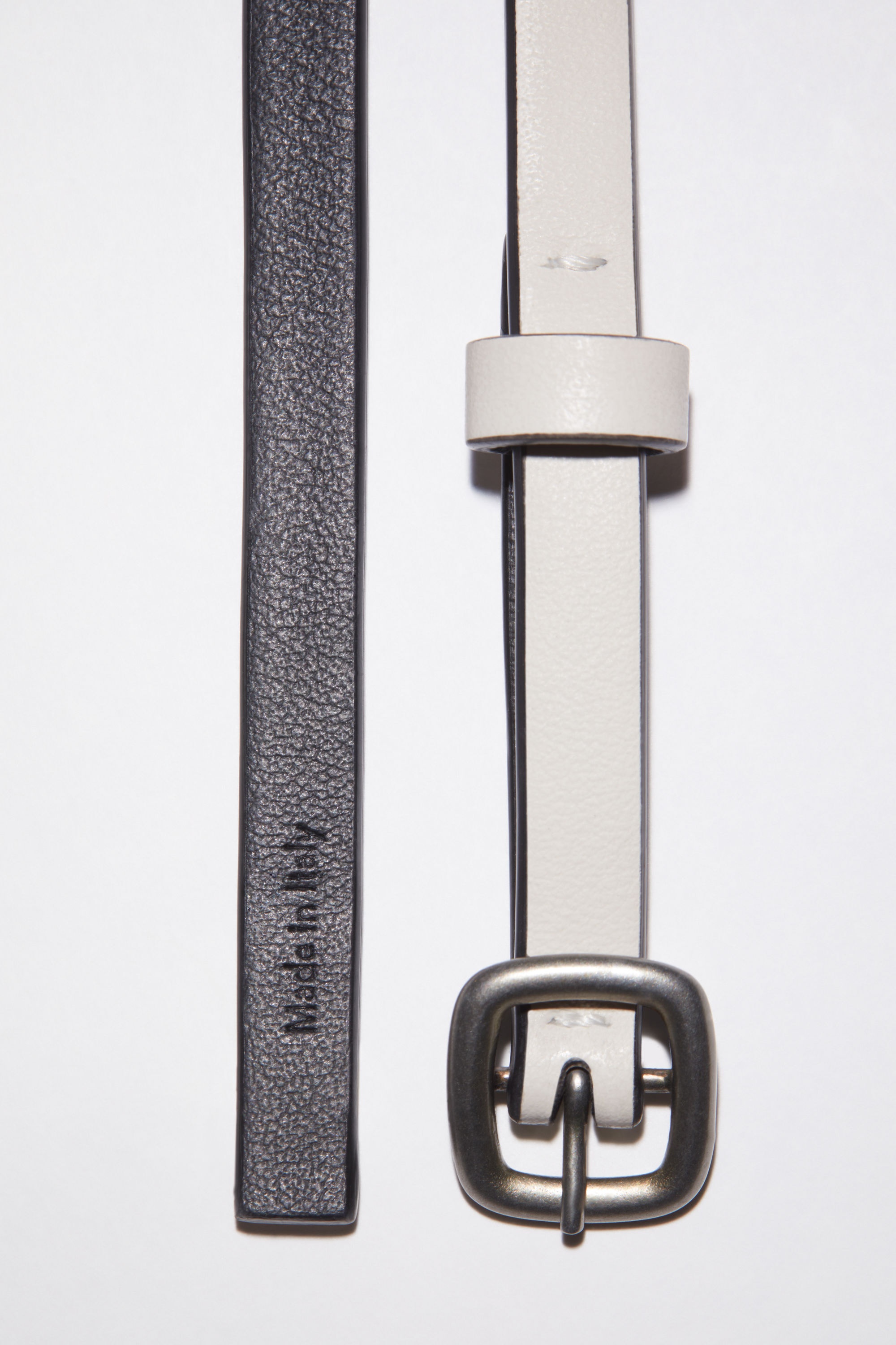 Thin buckle belt - White/black - 4