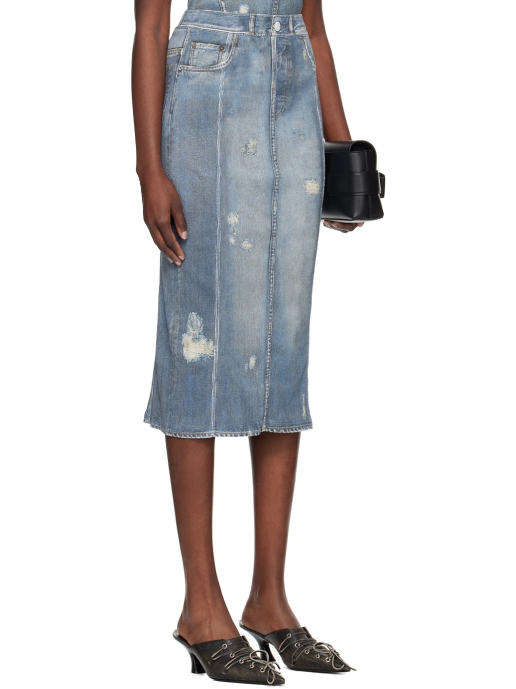 Blue Rib Midi Skirt - 2