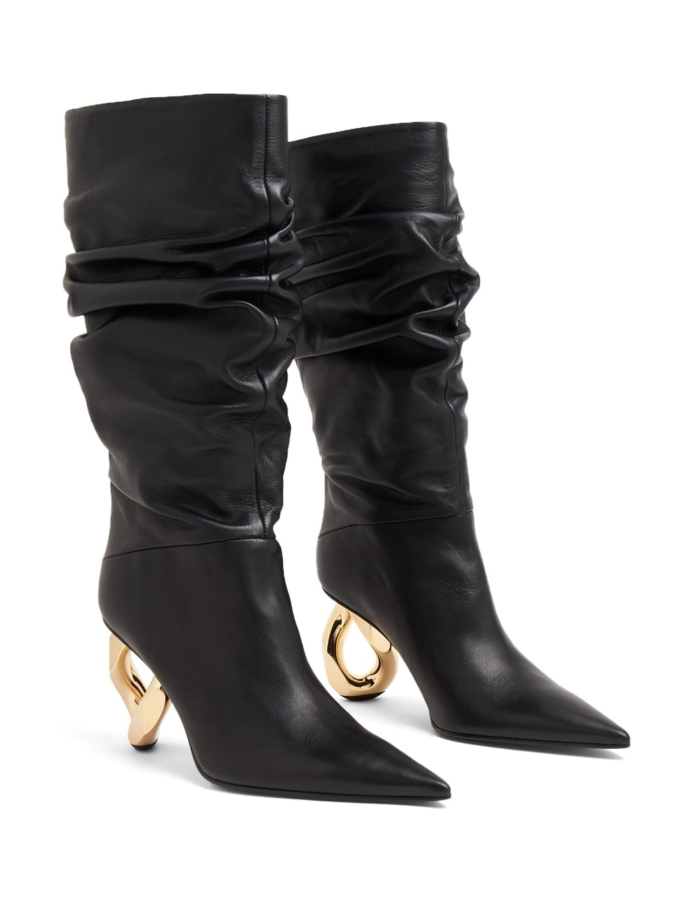 chain-heel ruched boots - 5