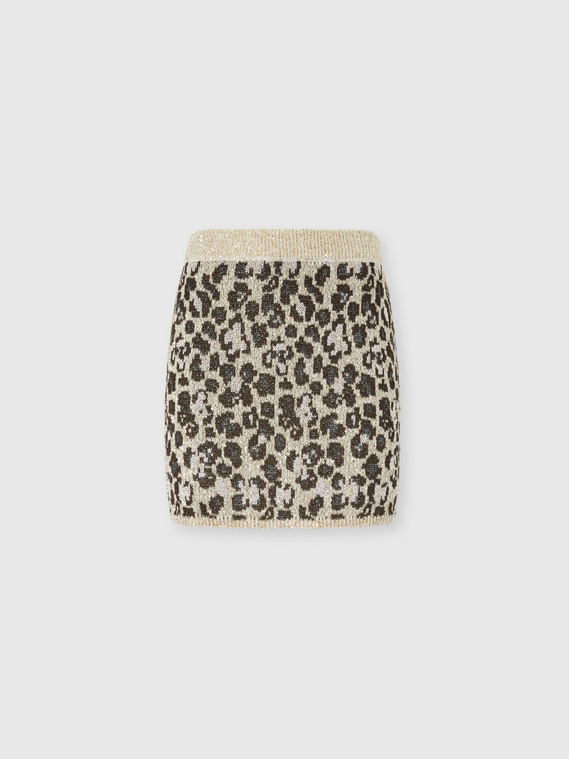 Animal-Jacquard Knit Mini Skirt with Sequins 1