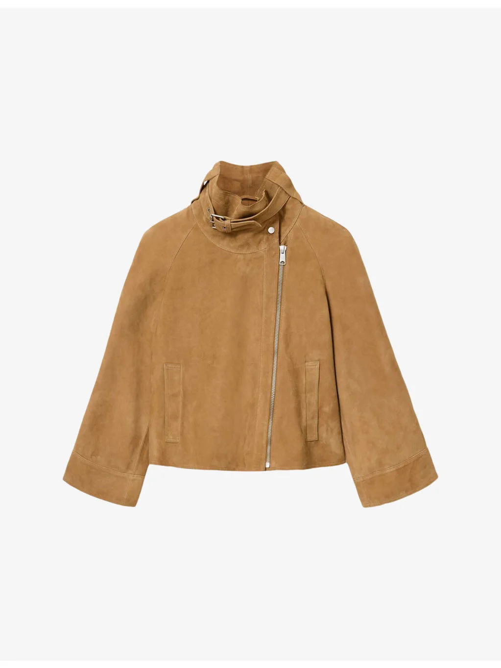 Rhodes Funnel-Neck Suede Jacket - 1
