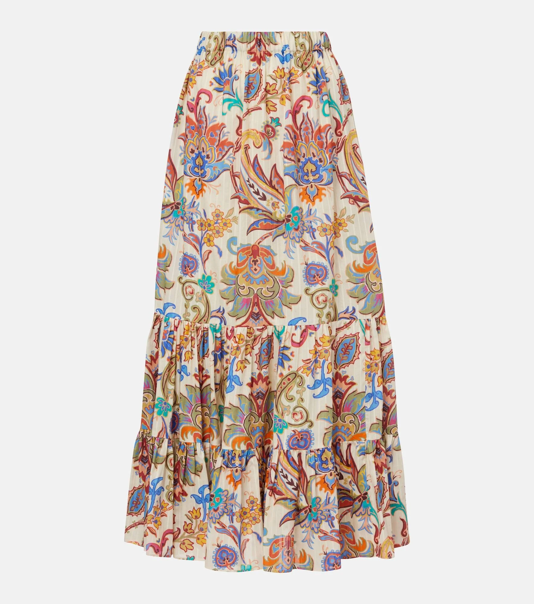 Paisley tiered cotton maxi skirt - 1