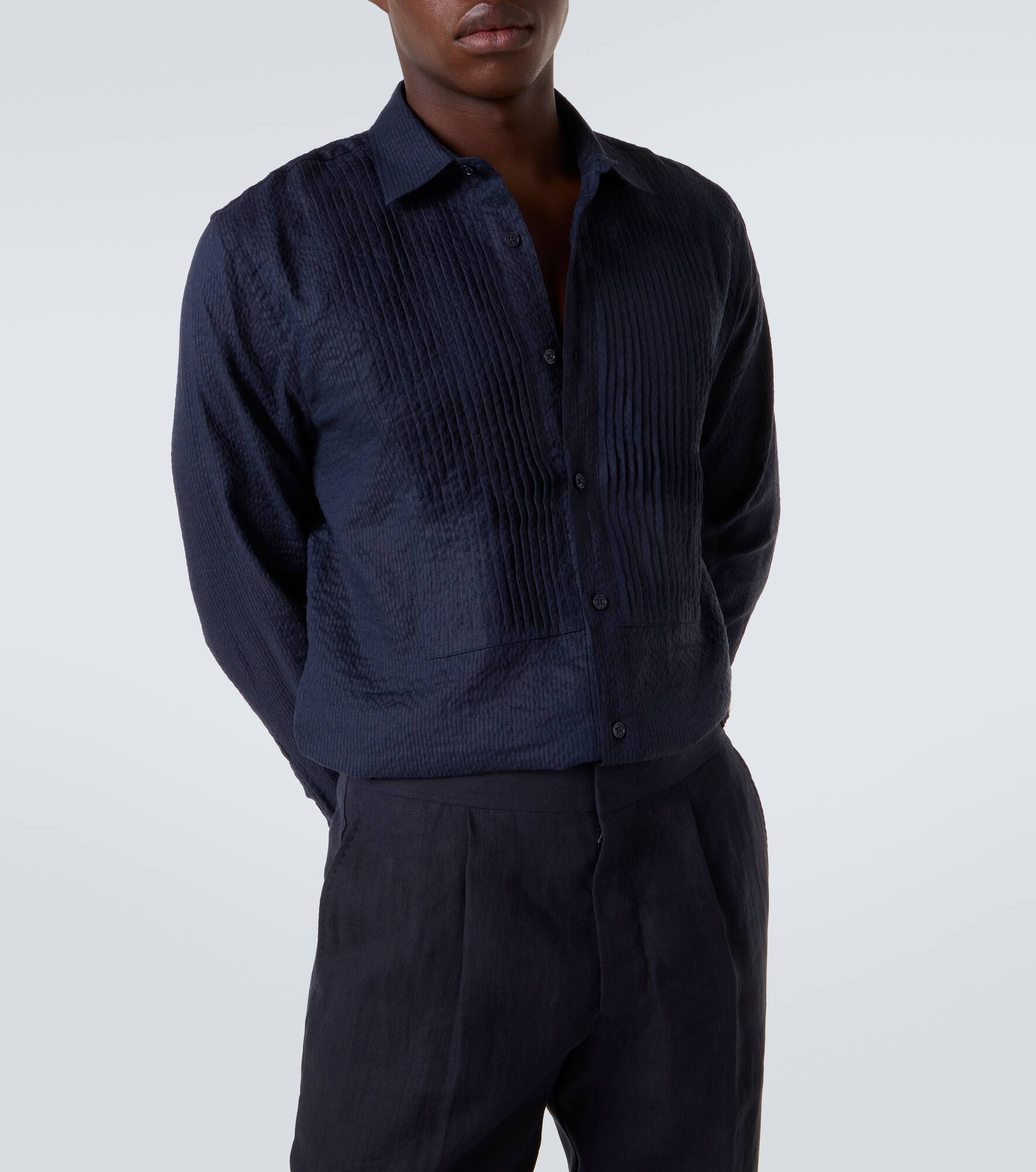 Giles cotton and linen tuxedo shirt - 5