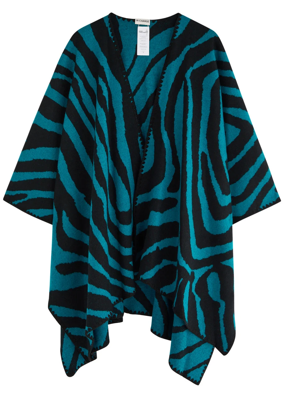 Diane Von Furstenberg Fannie Zebra-jacquard Wool-blend Shawl - 1