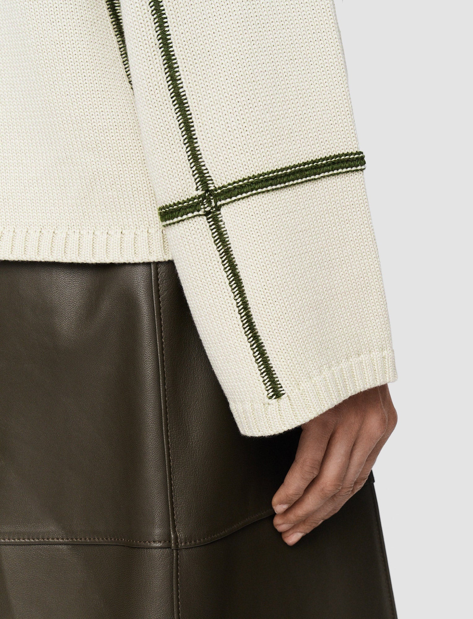Grid Cotton Silk Crew Neck Jumper - 5