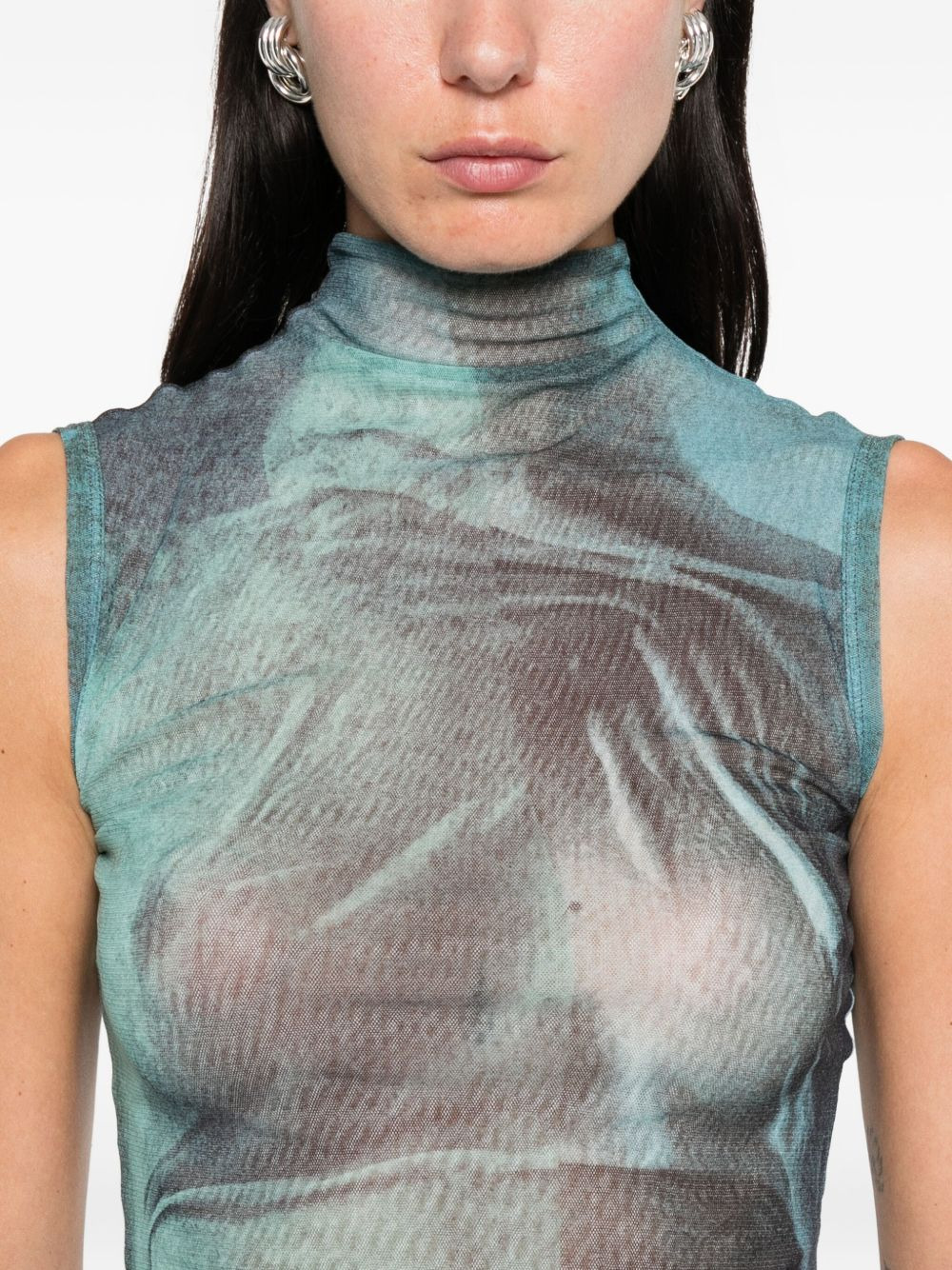 graphic-print high-neck tank top - 5