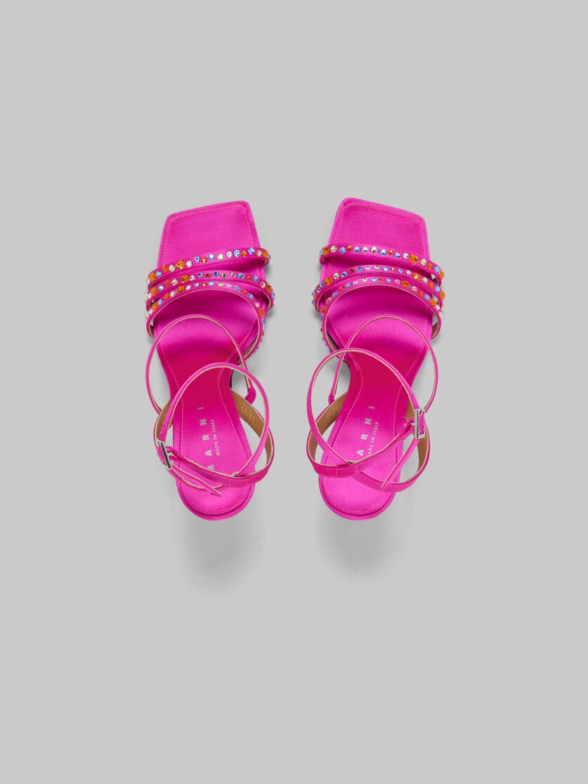 FUCHSIA SATIN STRAPPY SANDAL - 4