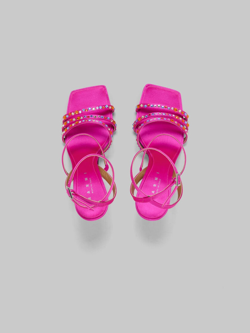 FUCHSIA SATIN STRAPPY SANDAL 4