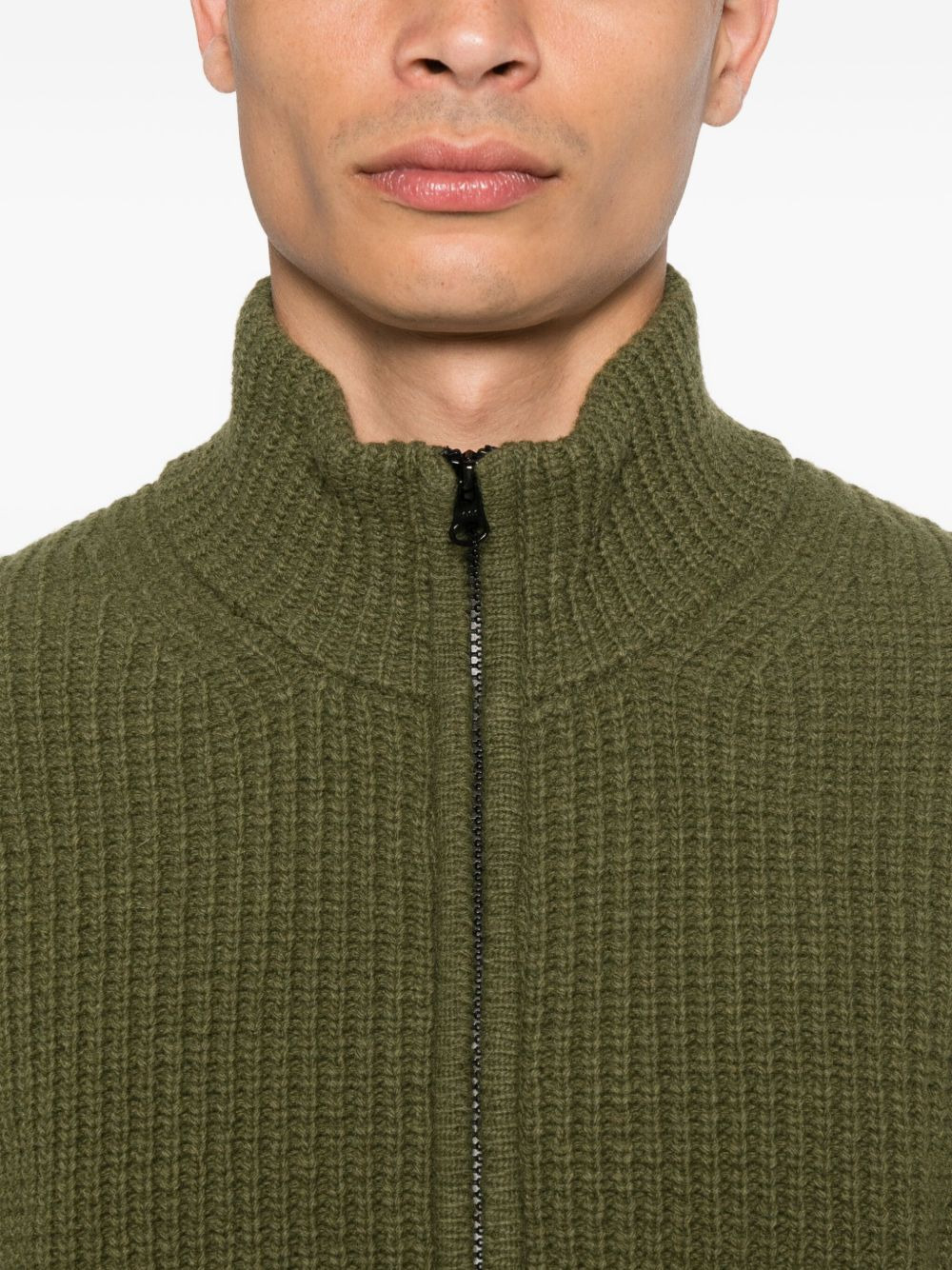 zip-front ribbed cardigan - 5