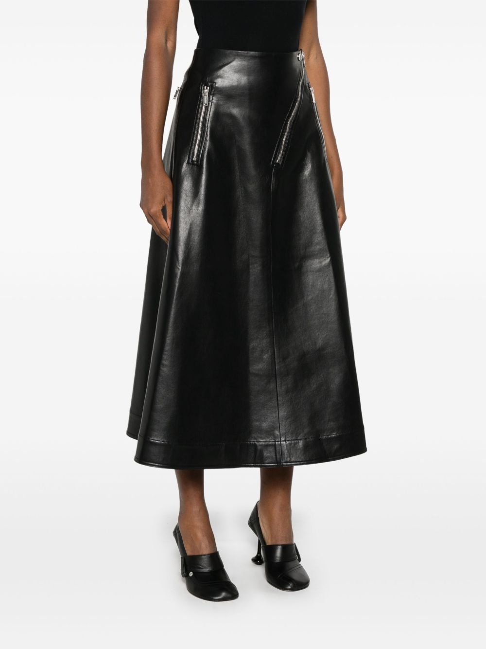 faux-leather midi skirt - 3