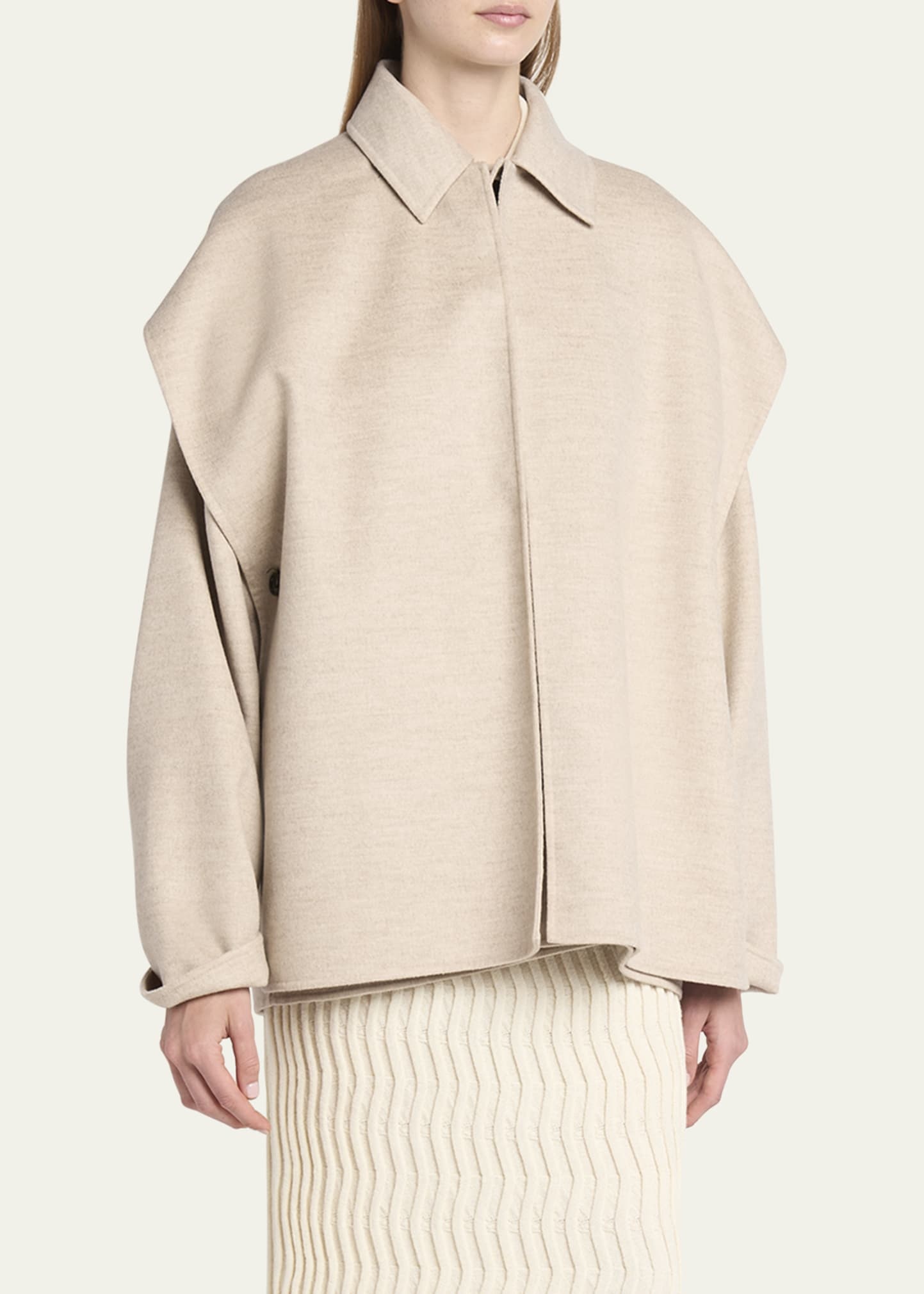 Oversized Light Double Wool Cashmere Jacket - 4