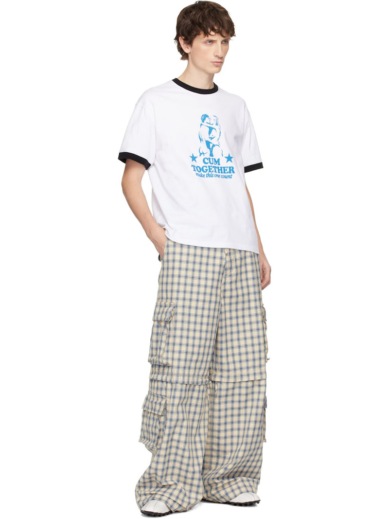 ERL Off-White & Blue Zip-Off Plaid Cargo Pants outlook
