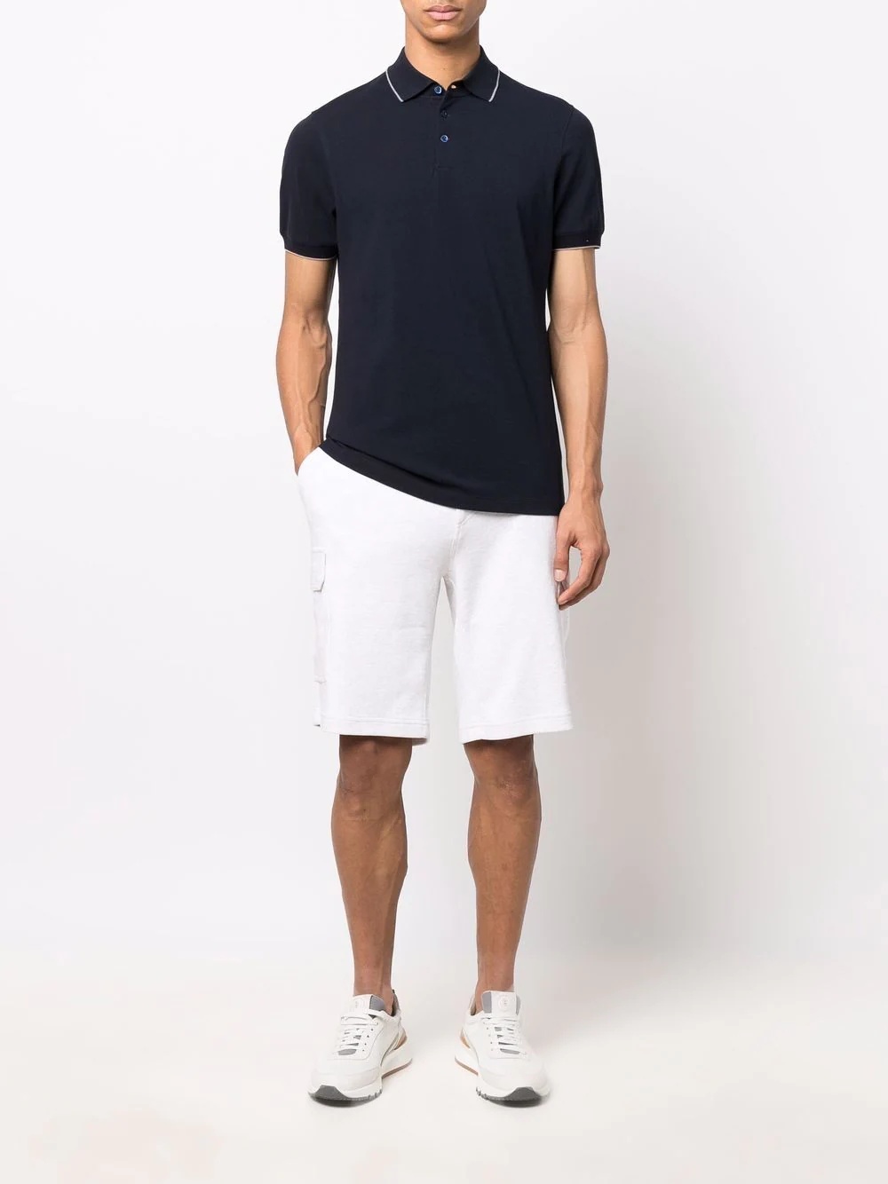 contrast-trim cotton polo shirt - 2