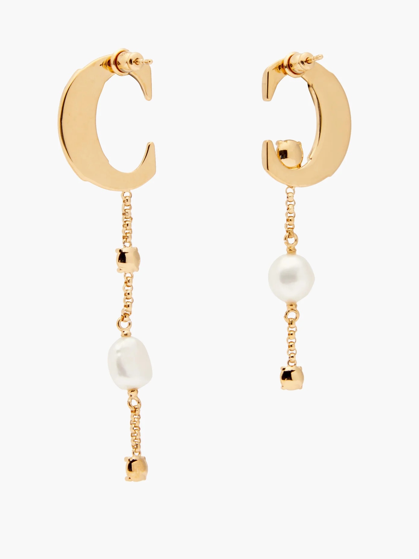 Darcey asymmetric pearl gold-tone drop earrings - 5