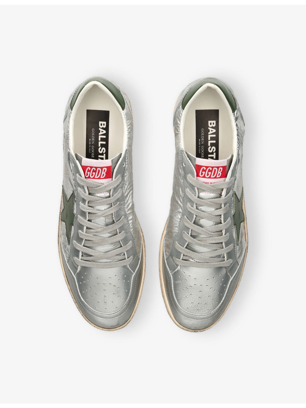 Men’s Ball Star Metallic-Leather and Metallic-Nylon Low-Top Trainers - 2