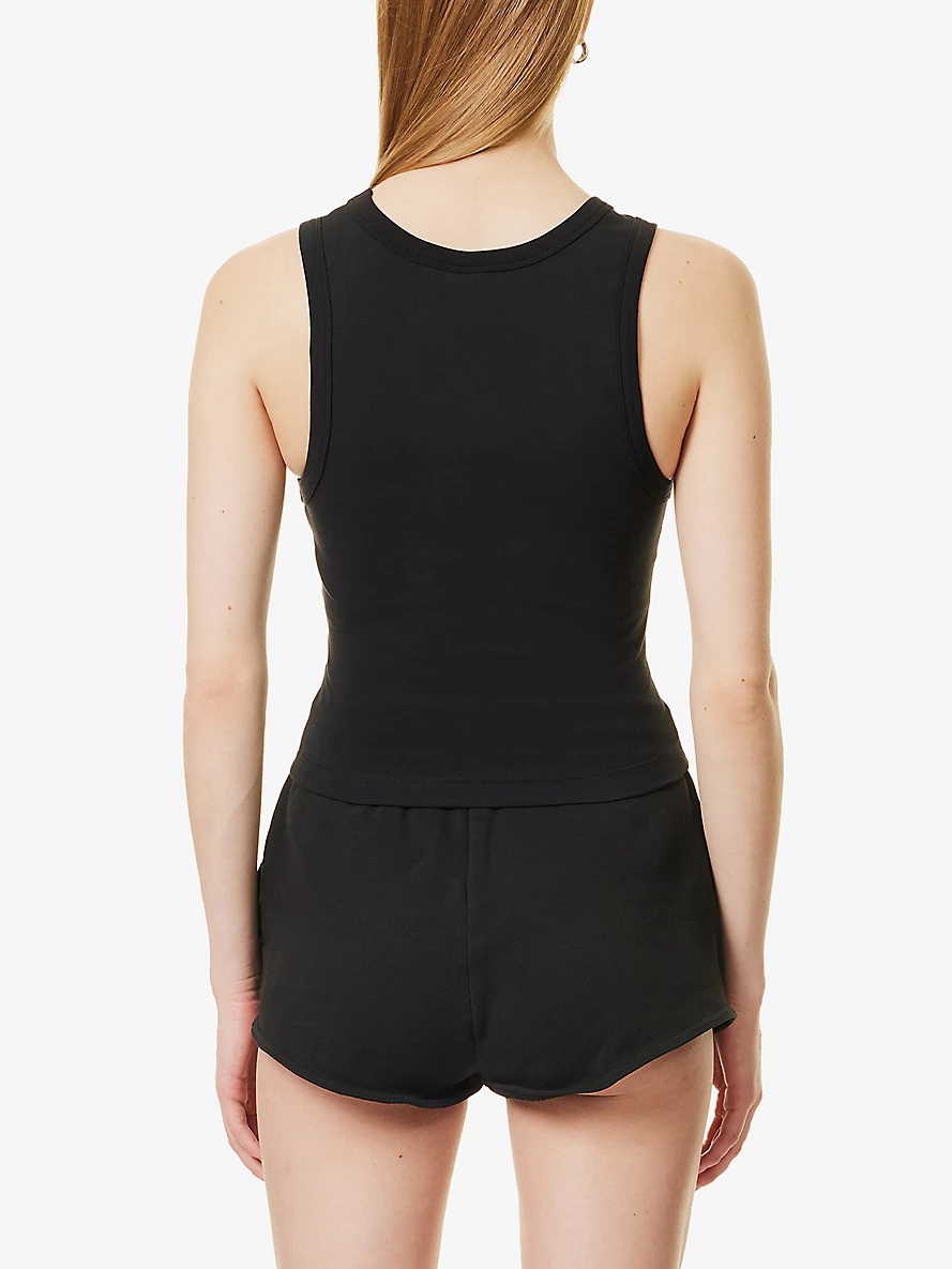 Cropped Scoop-Neck Stretch-Cotton Tank Top - 4