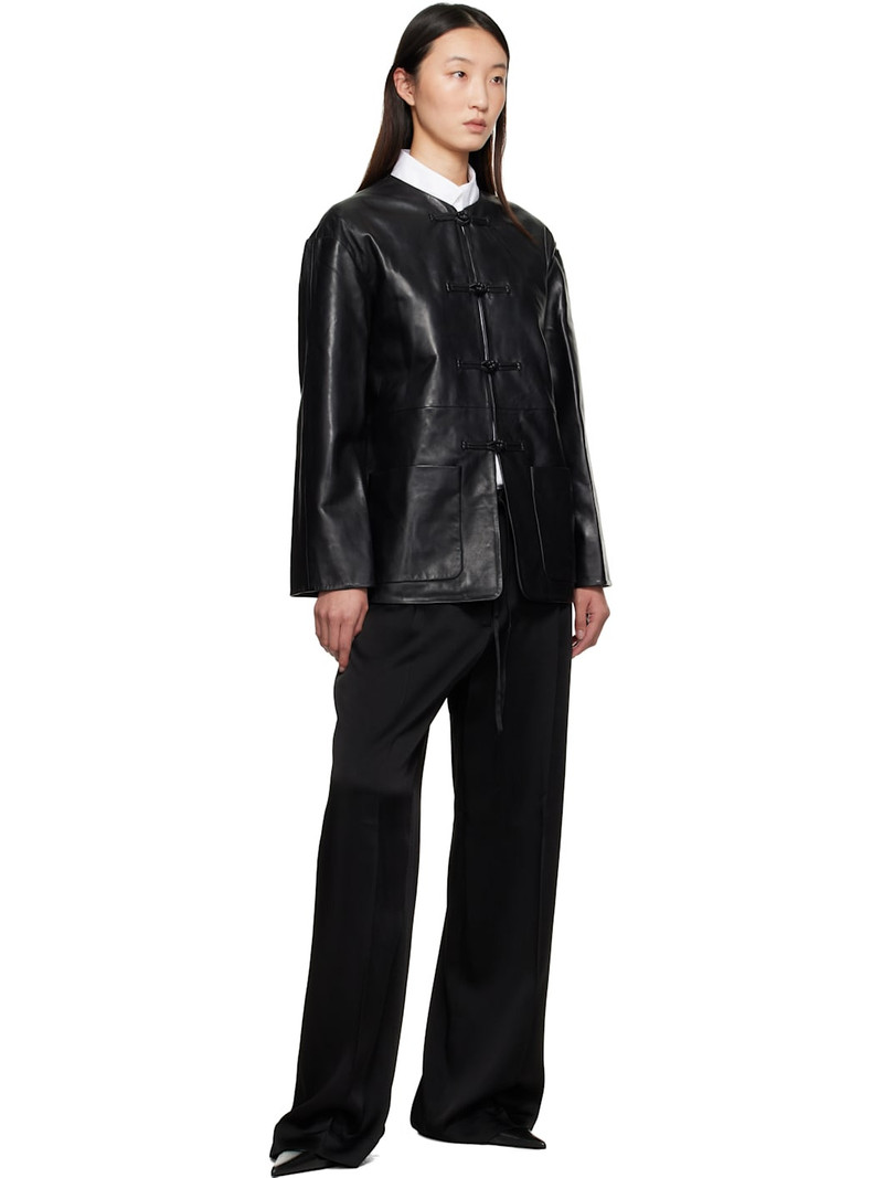 RÓHE Black Mandarin Leather Jacket outlook