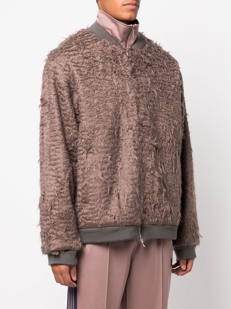 faux-fur bomber jacket - 3