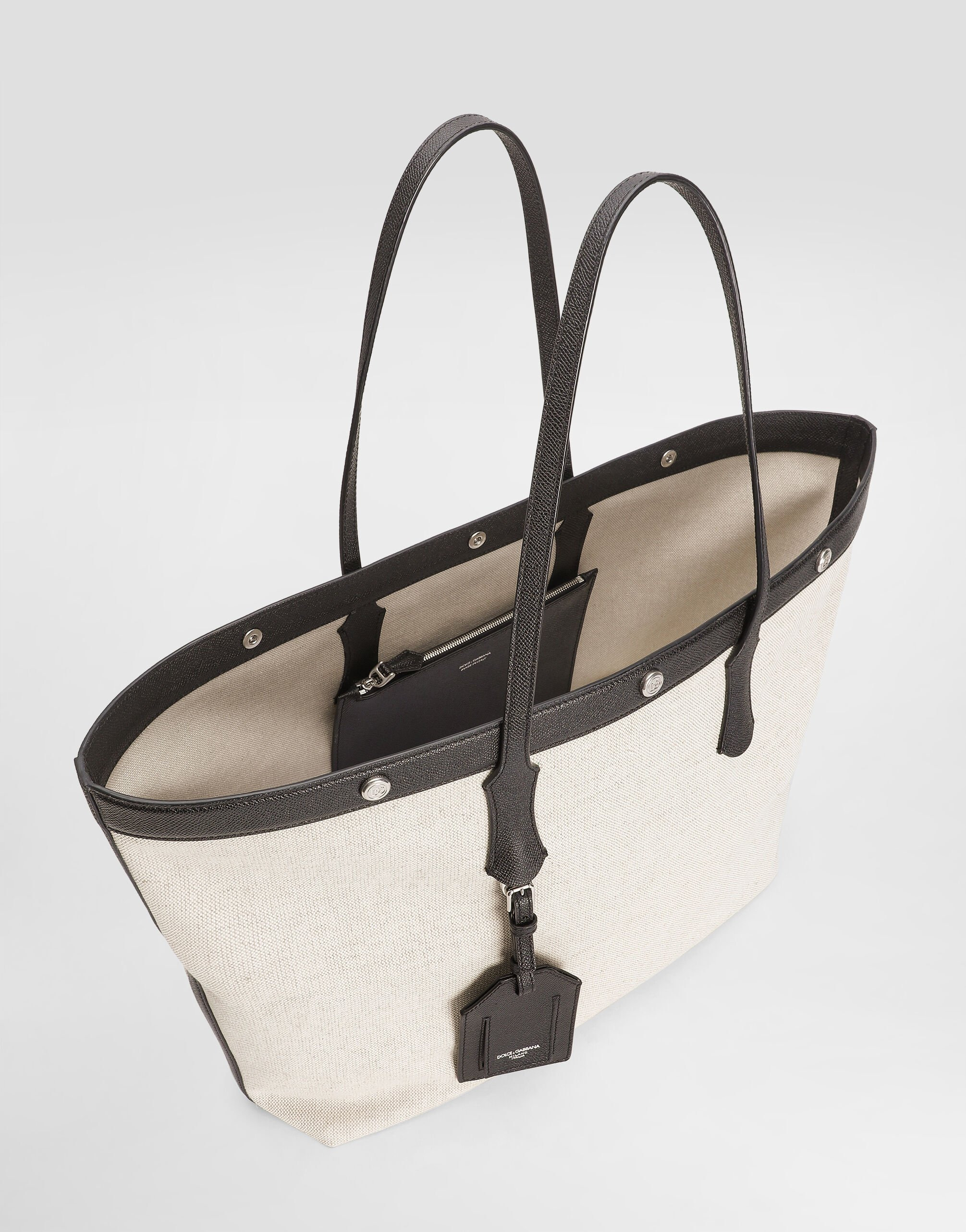 Atene shopping bag in sale&pepe fabric and alpine calfskin - 5