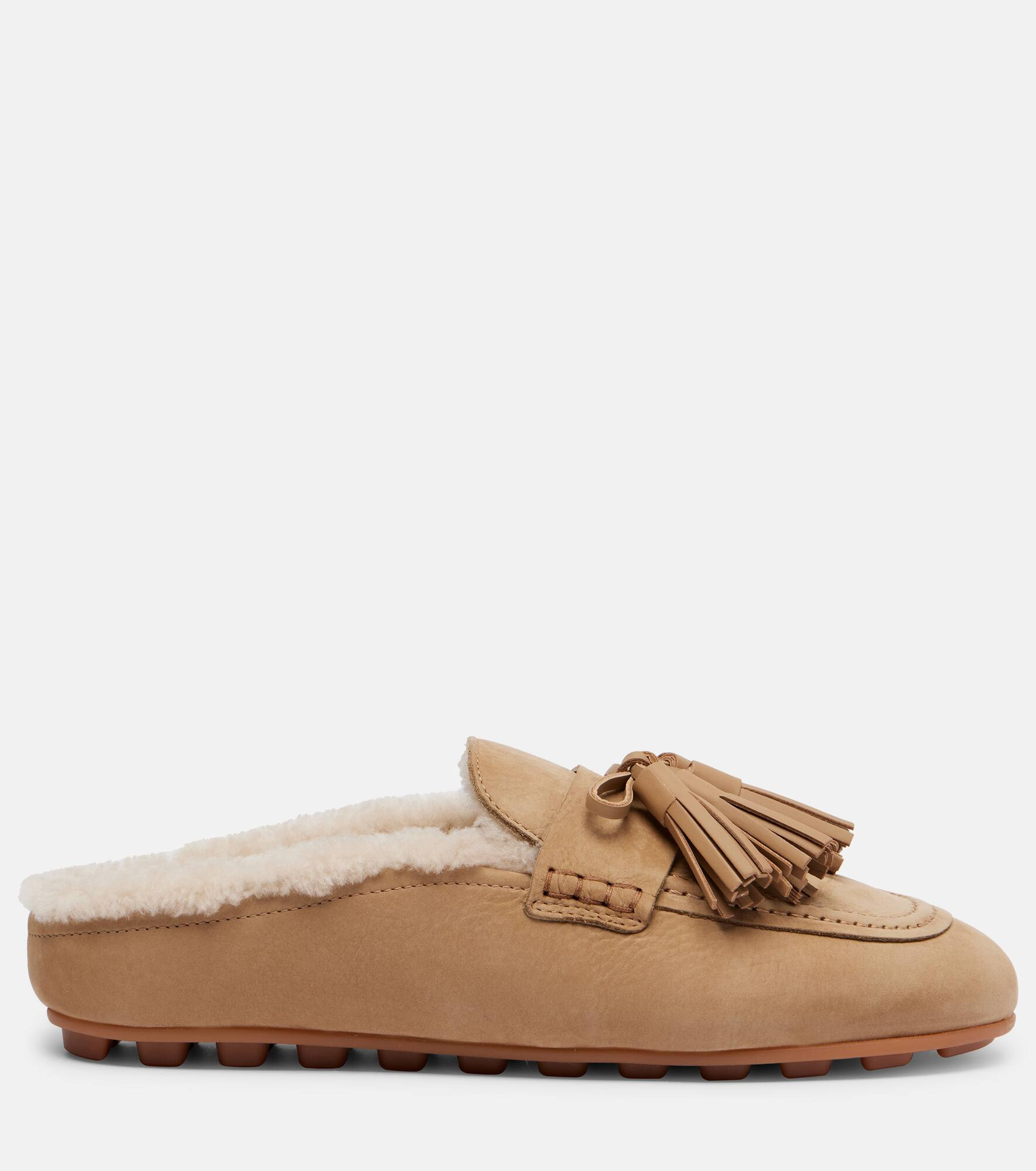Hogan H693 shearling-lined leather mules - 4