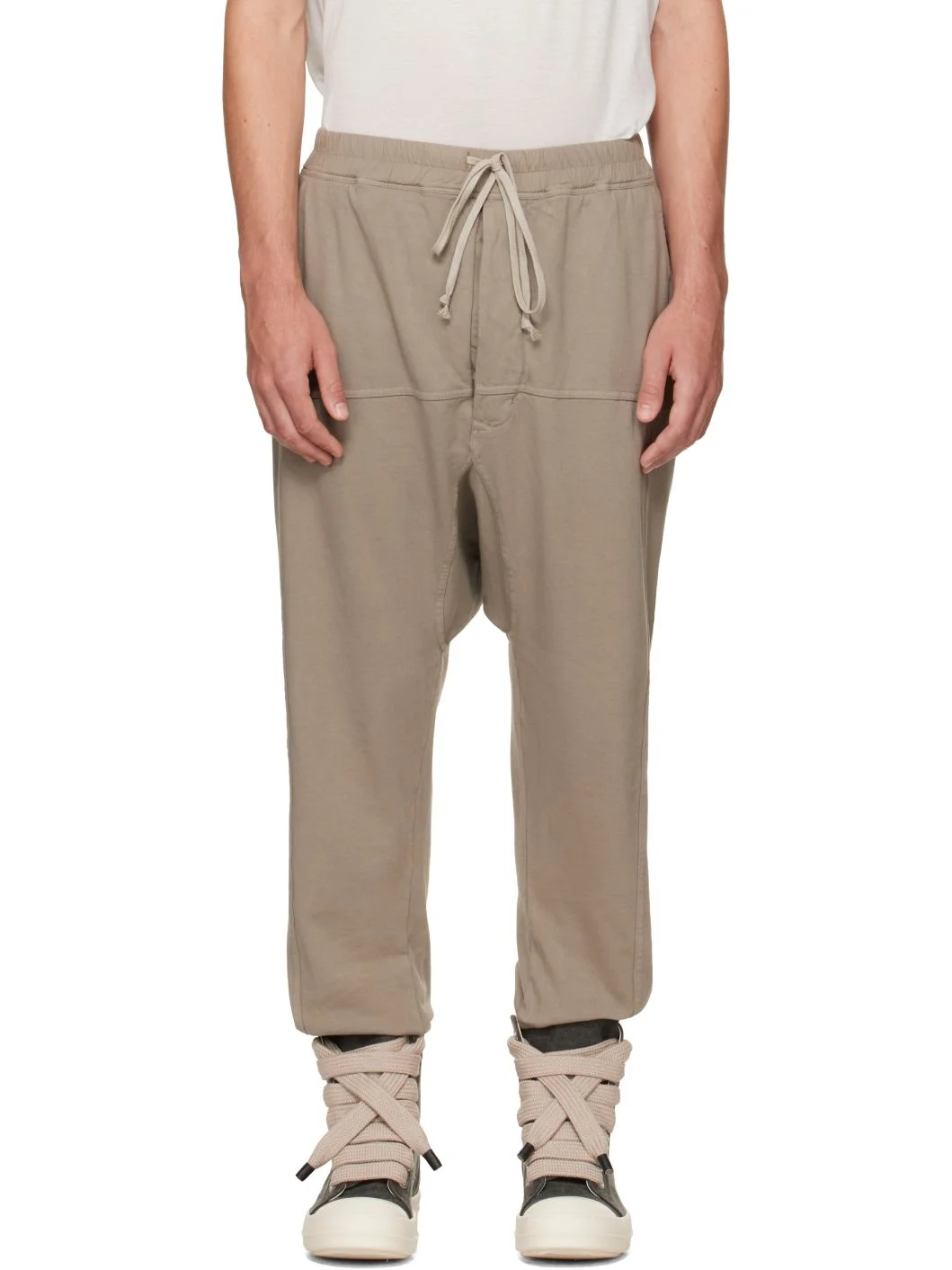 Beige Tower Prisoner Drawstring Sweatpants - 1