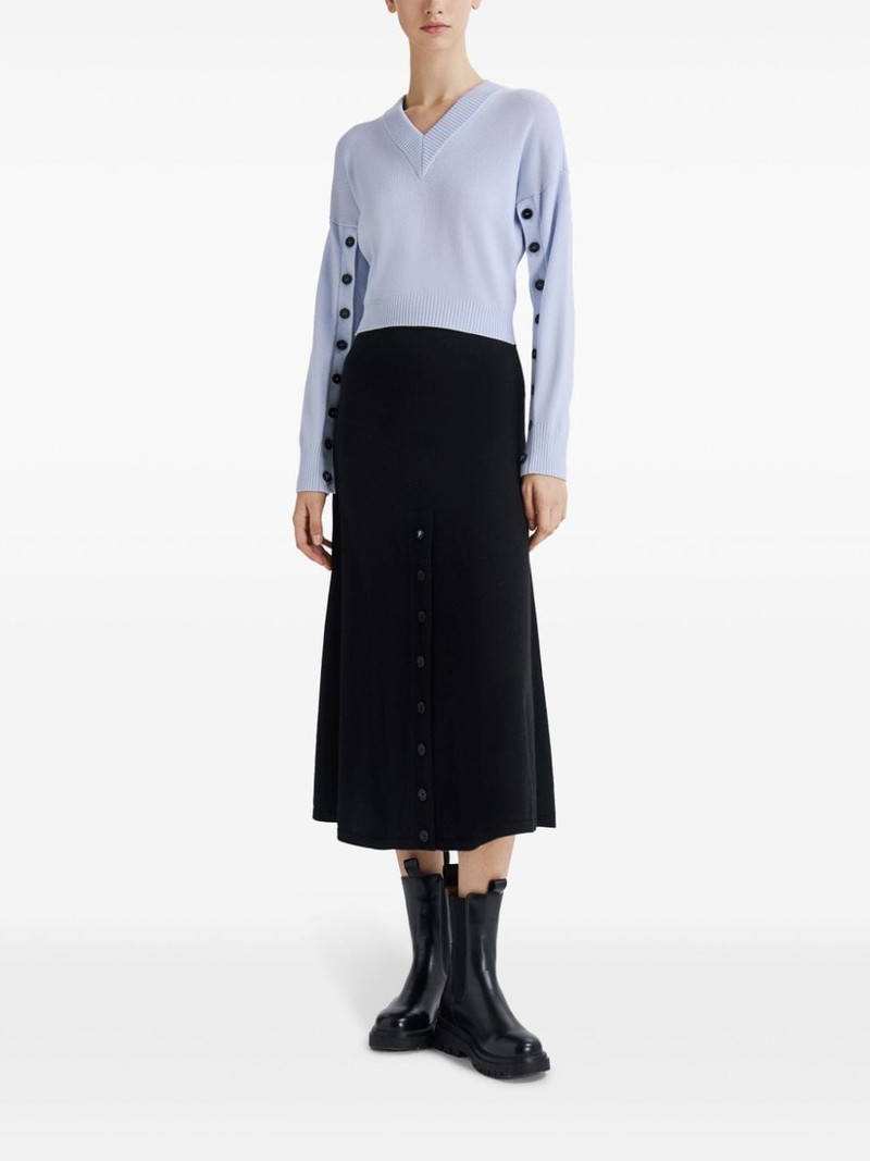 Ports 1961 button placket wool midi skirt outlook