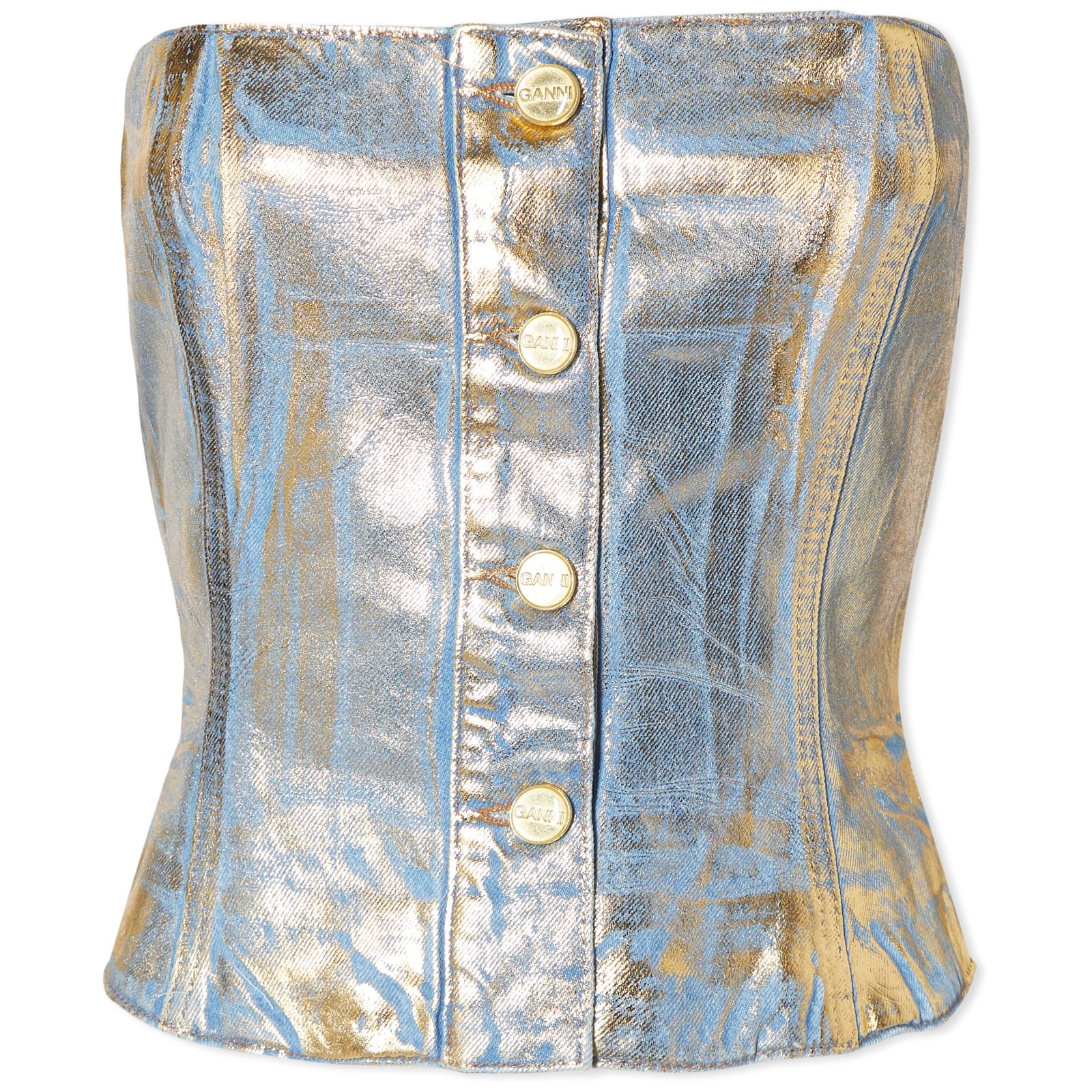 GANNI Gold Denim Top - 1