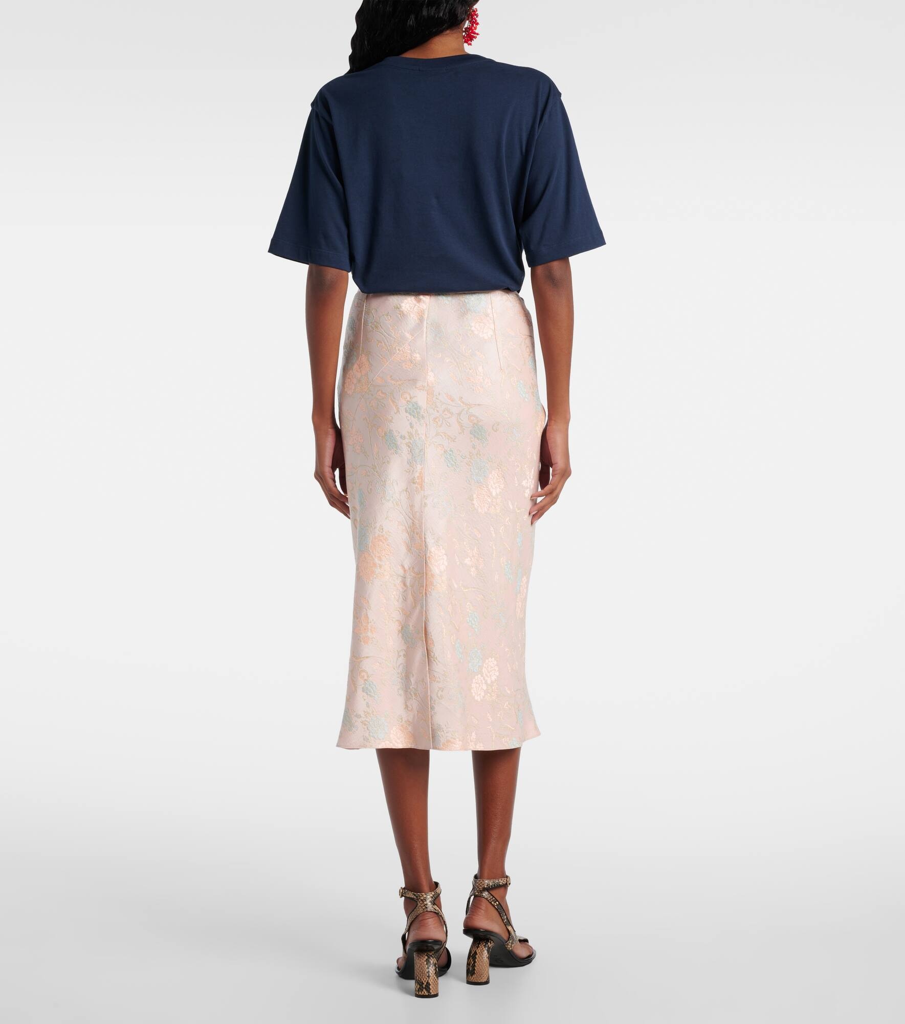 Satin jacquard midi skirt - 3