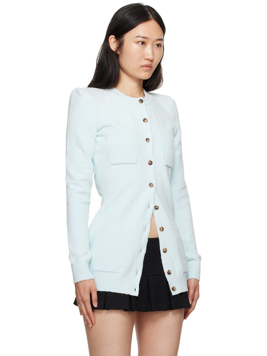 Blue Padded Shoulder Cardigan - 2