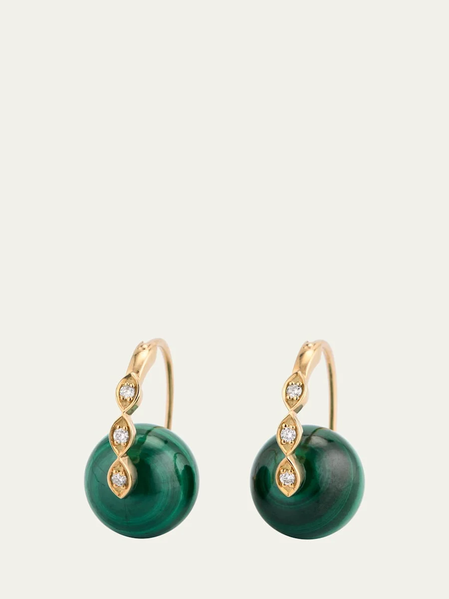 14K Yellow Gold Marquise Eye Bead Earrings - 1