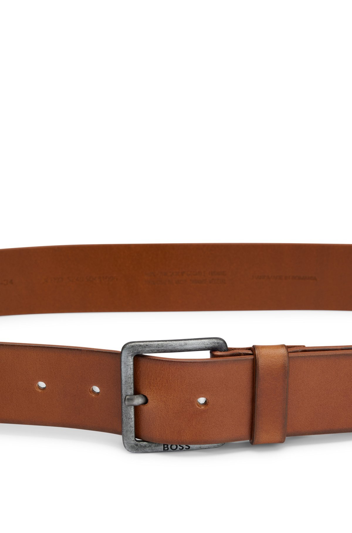LEATHER BELT WITH LOGO AND DARK RUTHENIUM HARDWARE - 4
