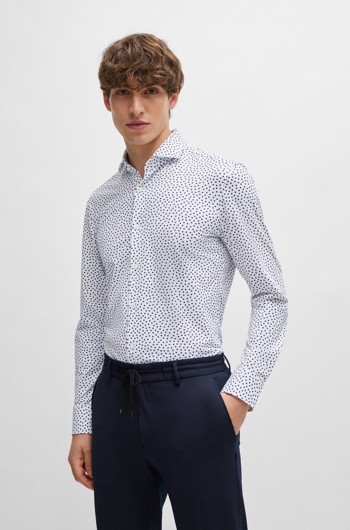 SLIM-FIT SHIRT IN PRINTED PERFORMANCE-STRETCH FABRIC - 2