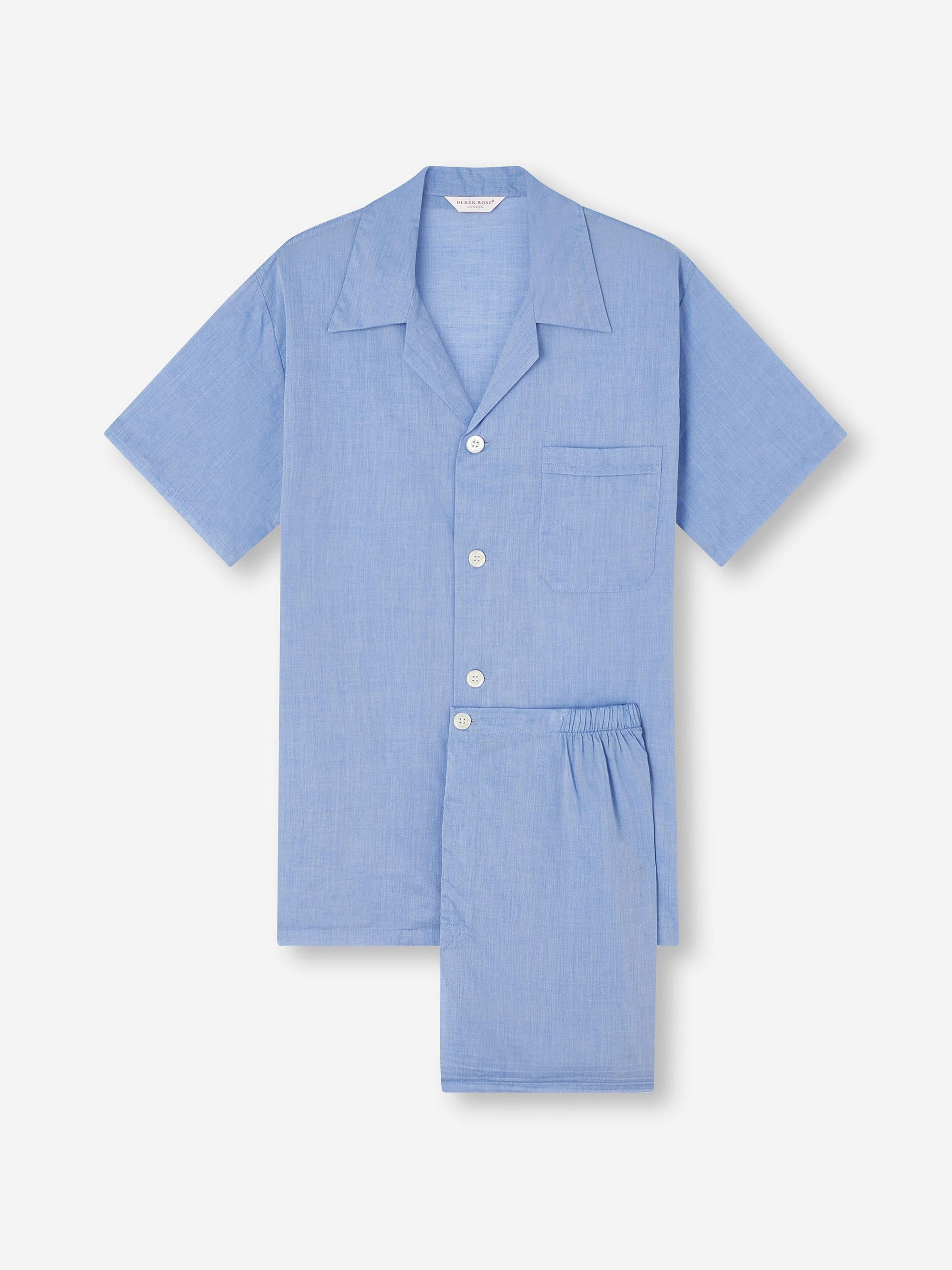 Men's Short Pyjamas Amalfi Cotton Batiste Blue - 2