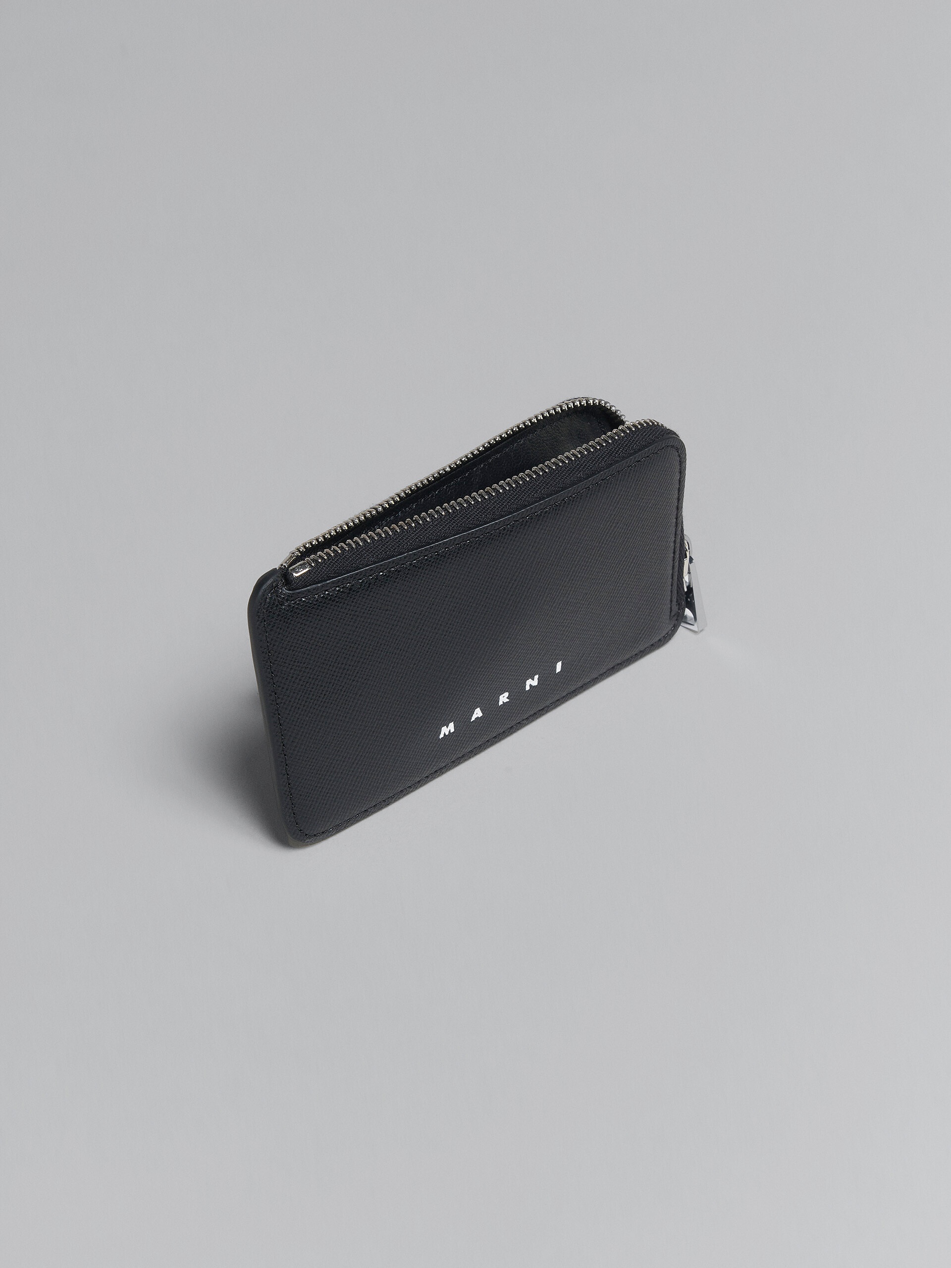 BLACK AND BLUE SAFFIANO LEATHER ZIP-AROUND CARD CASE - 2