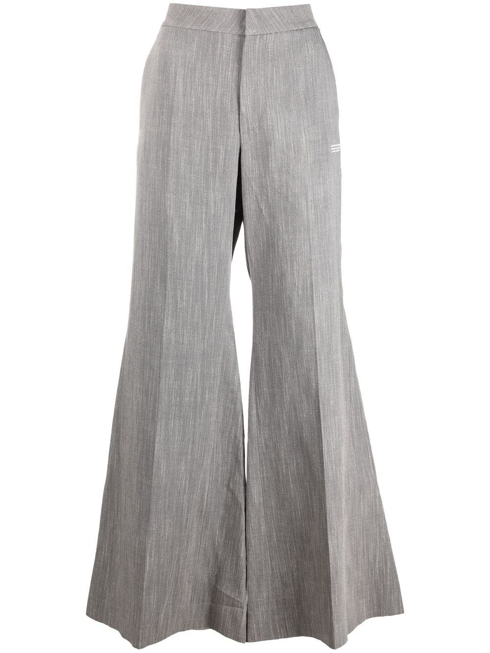 tie-detail draped wide-leg trousers - 1