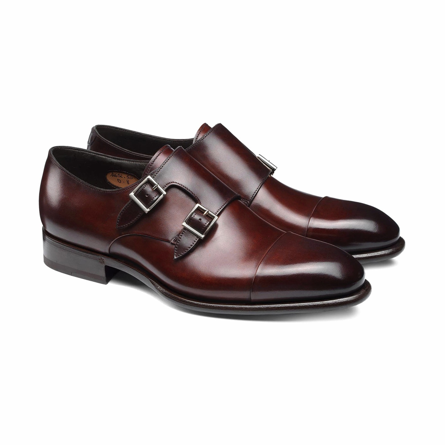 Men's red leather double-buckle shoe - 5