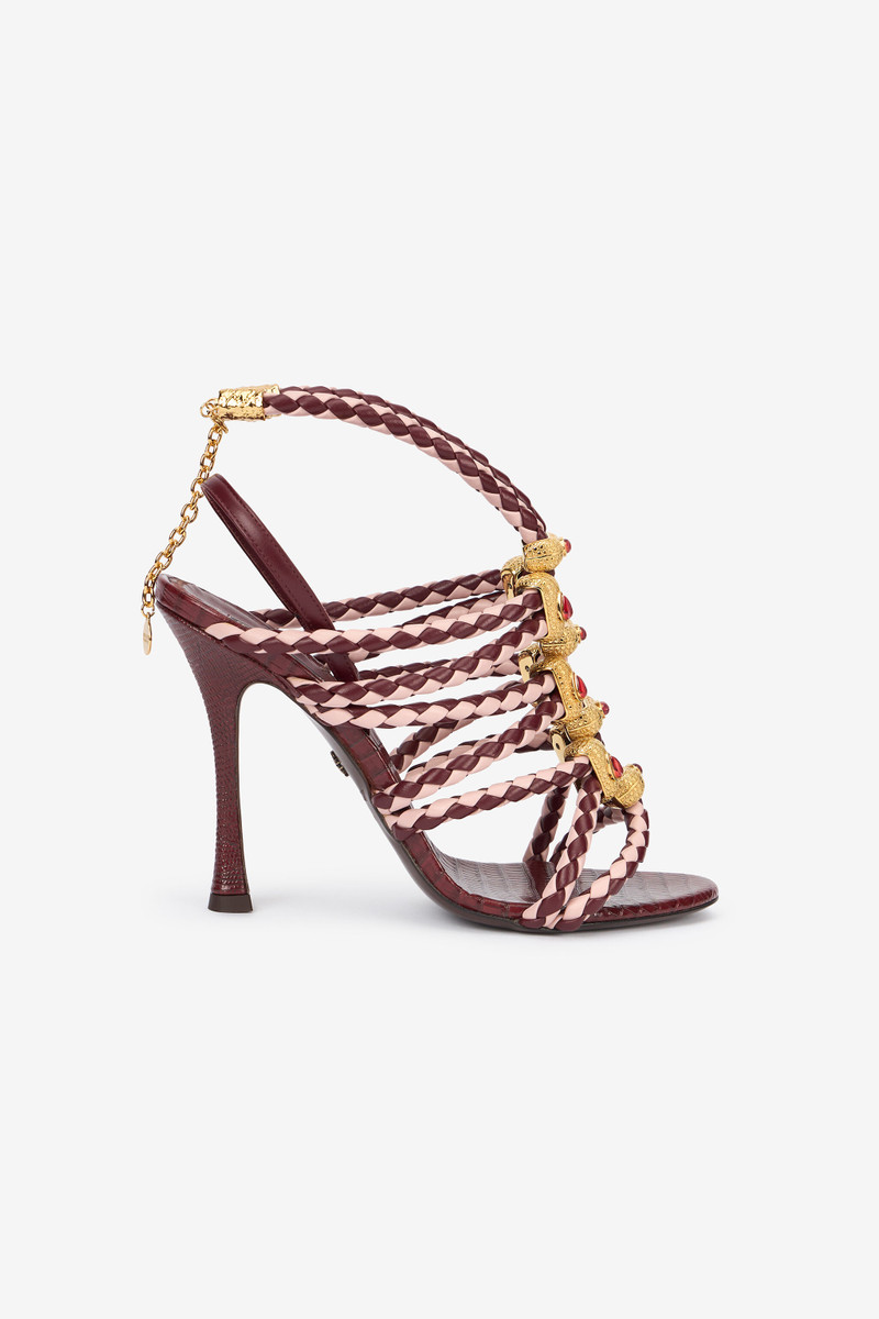 Red And White Sandals With Jewel Details 1