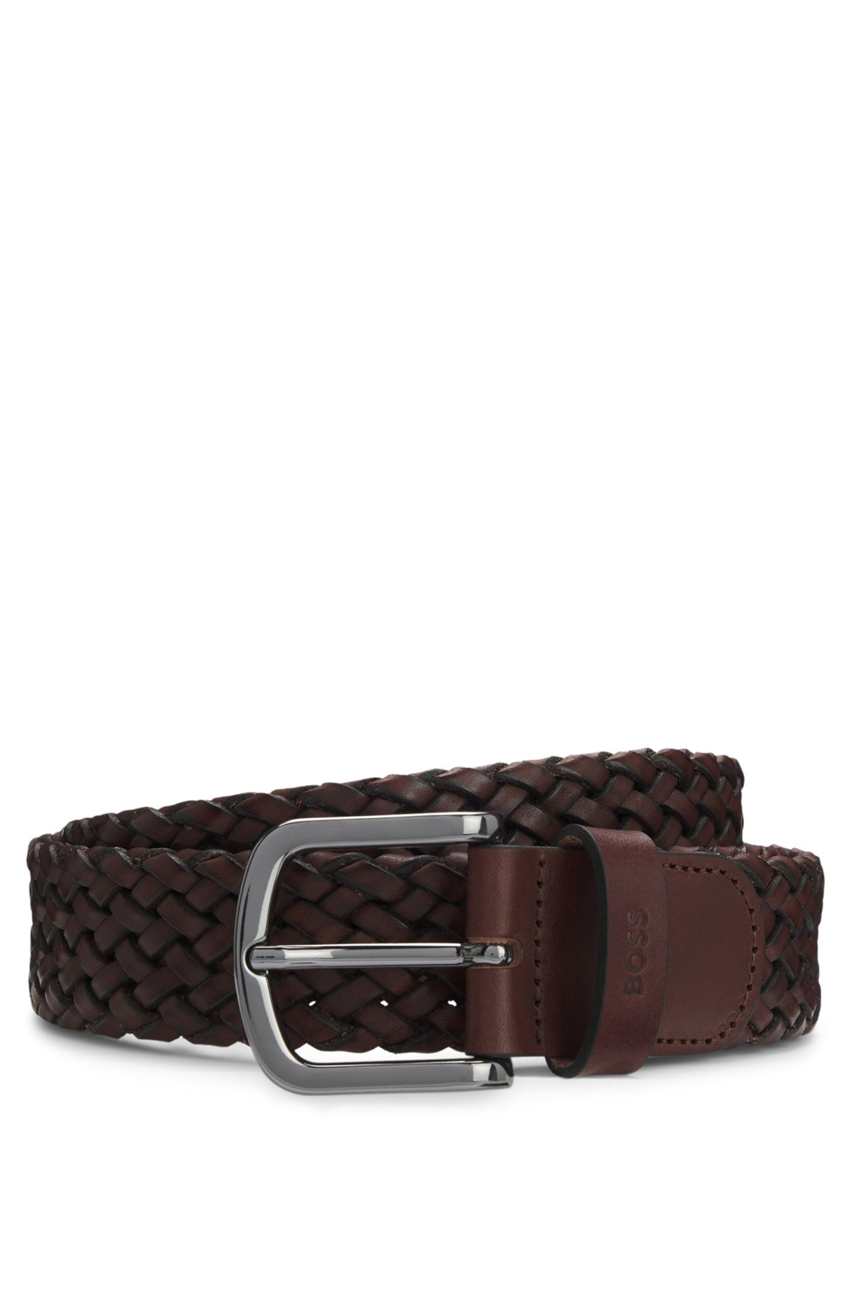 WOVEN-LEATHER BELT WITH LOGO KEEPER - 1