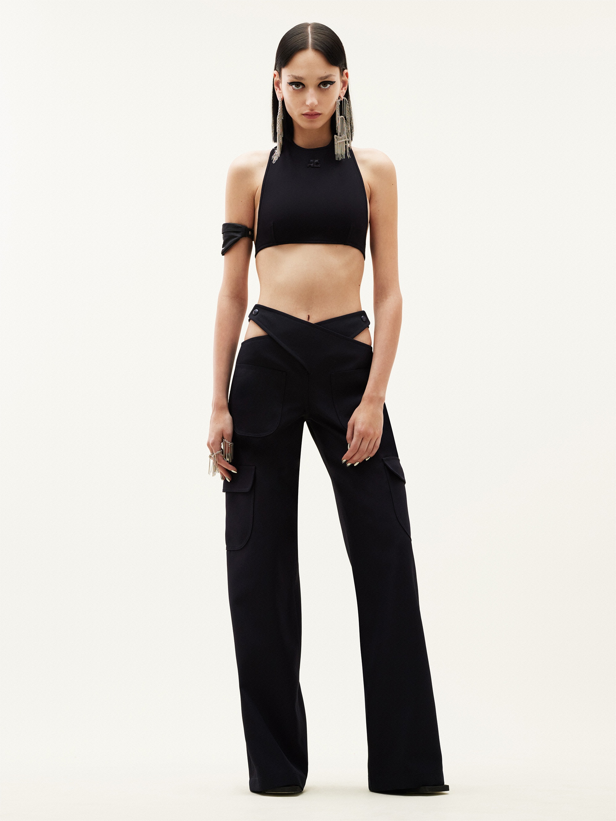 Courreges Vinyle Criss Cross Top in Black