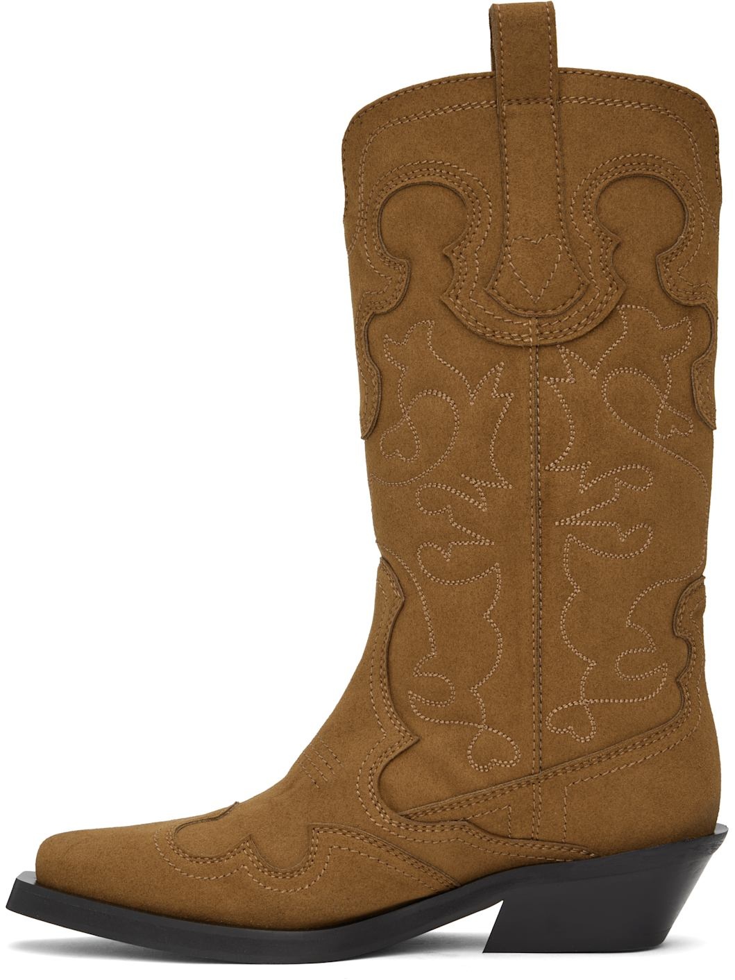 Gold Mid Shaft Embroidered Western Boots - 3