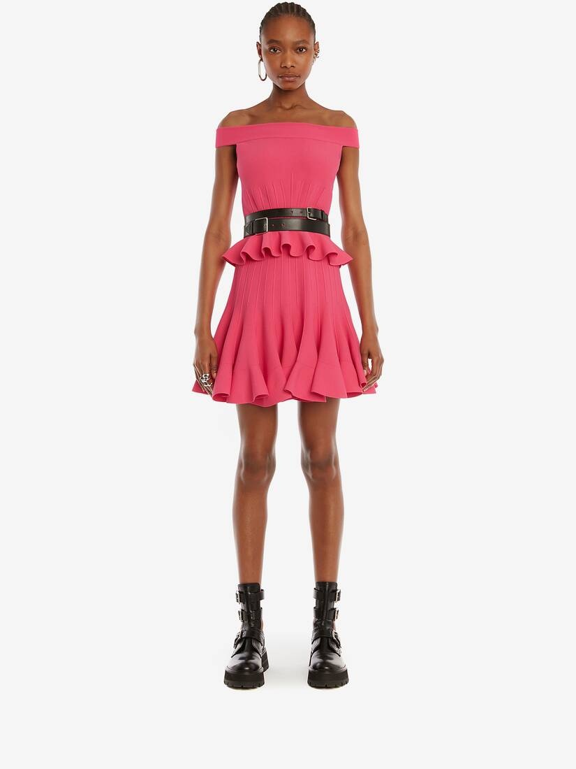 Ruffle Knit Mini Skirt in Bobby Pink - 2