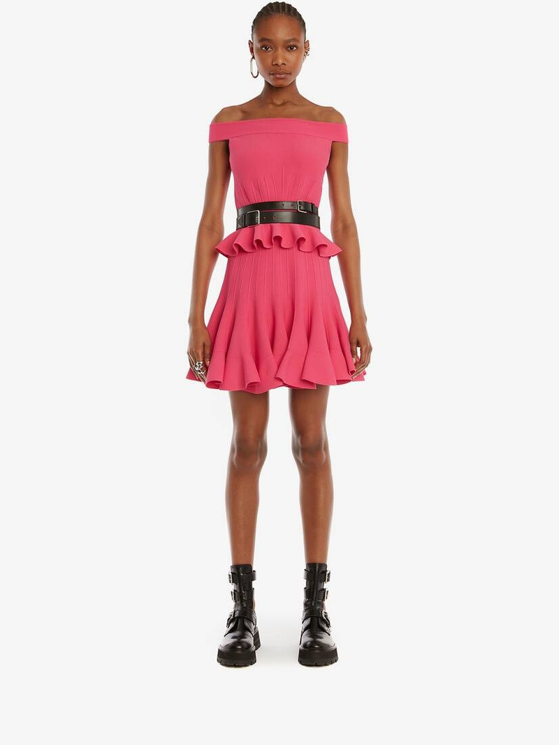 Alexander McQueen Ruffle Knit Mini Skirt in Bobby Pink outlook