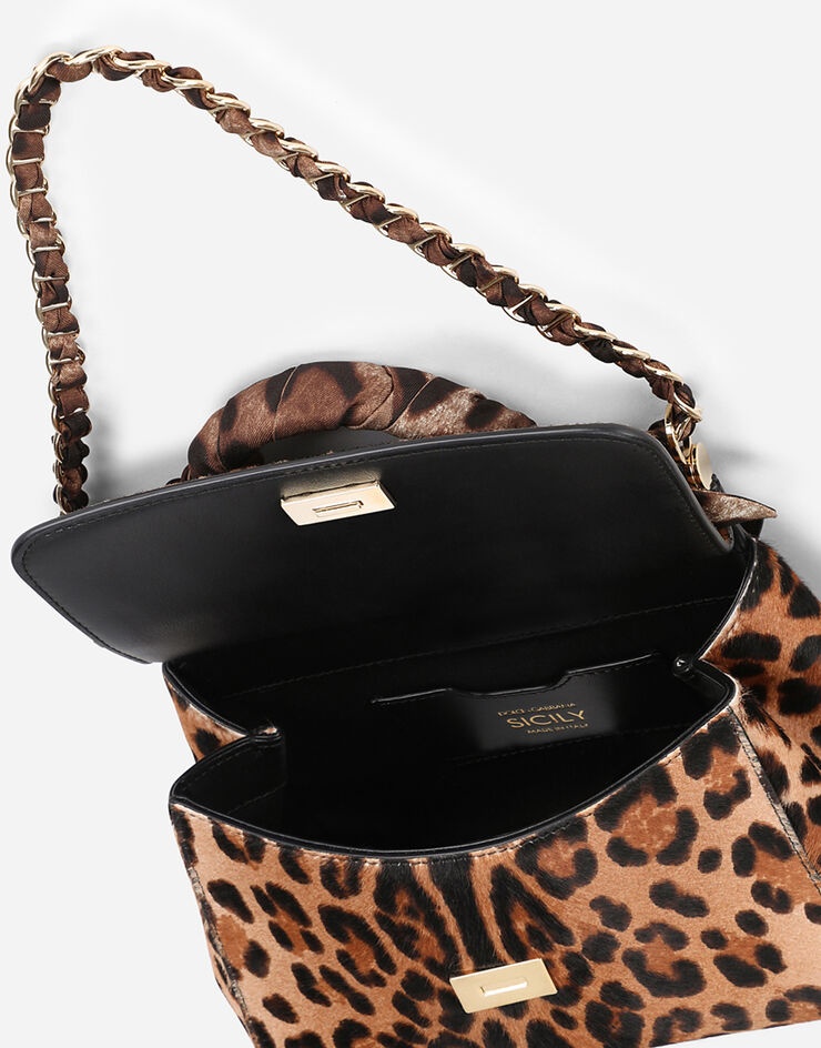 Small Sicily bag in leopard-print pony hair with scarf detail - 5