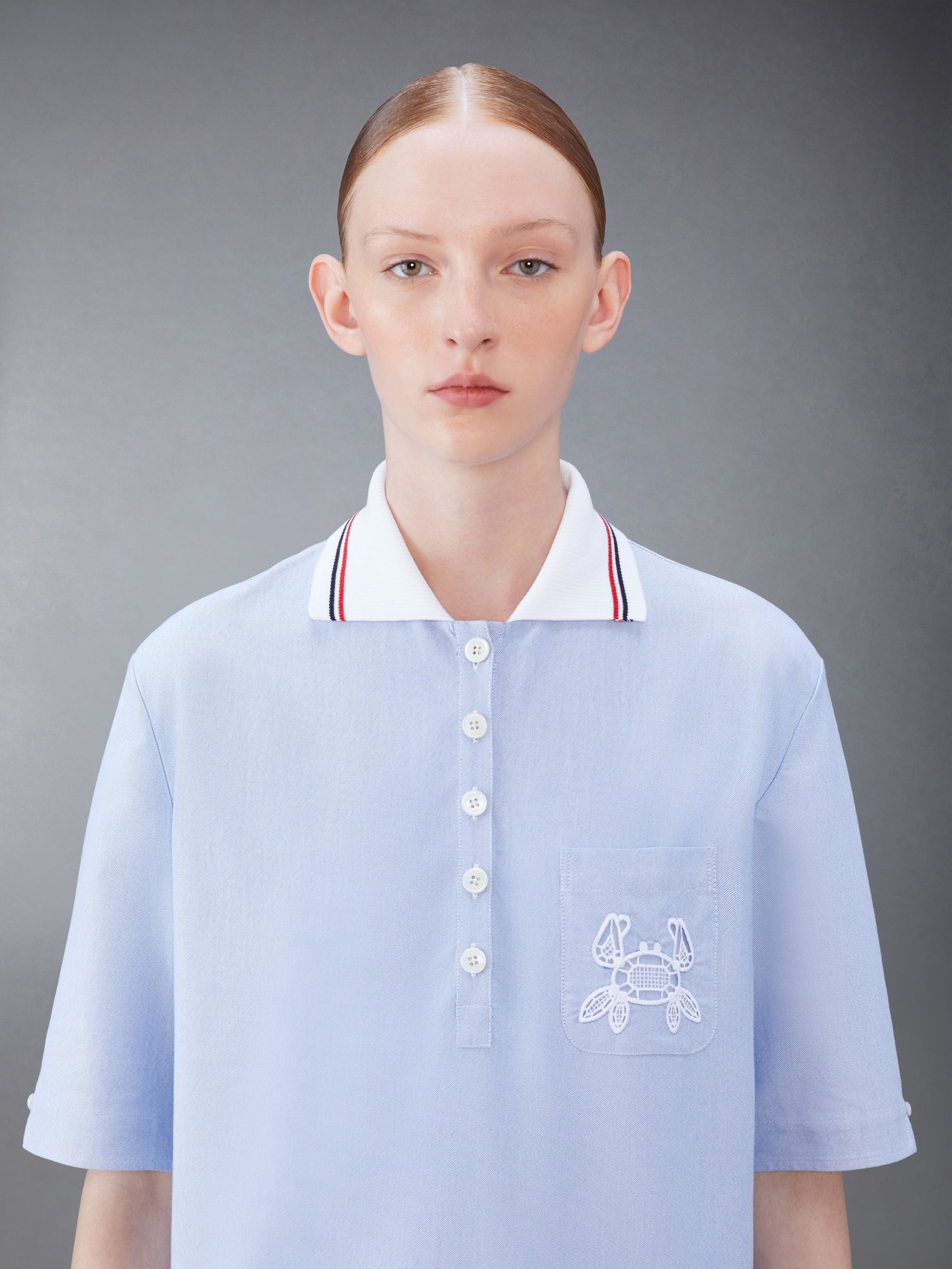 embroidered cotton polo minidress - 4