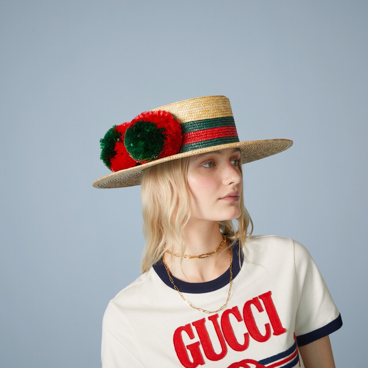 Raffia wide-brimmed hat wit pom-pom - 3
