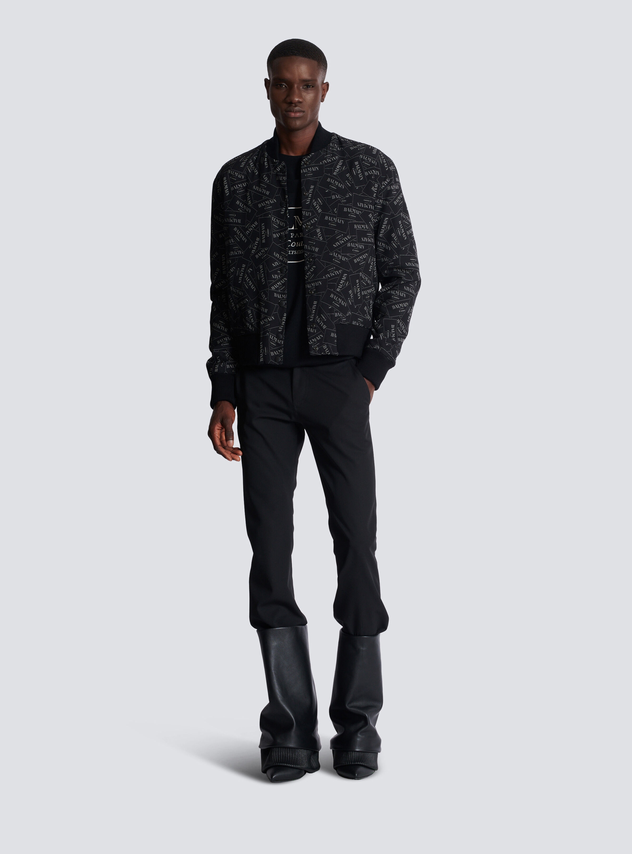 Printed Balmain label bomber jacket - 2