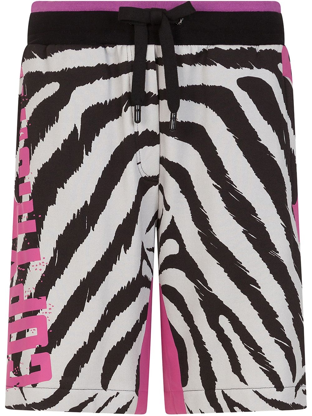 zebra-print track shorts - 1