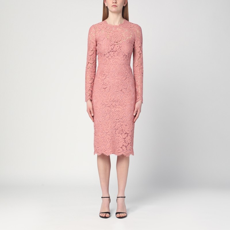 ワンピース Dolce&Gabbana Pink Lace Tube Longuette Dress Dolce & Gabbana Dolce&Gabbana Pink Lace Tube Longuette Dress