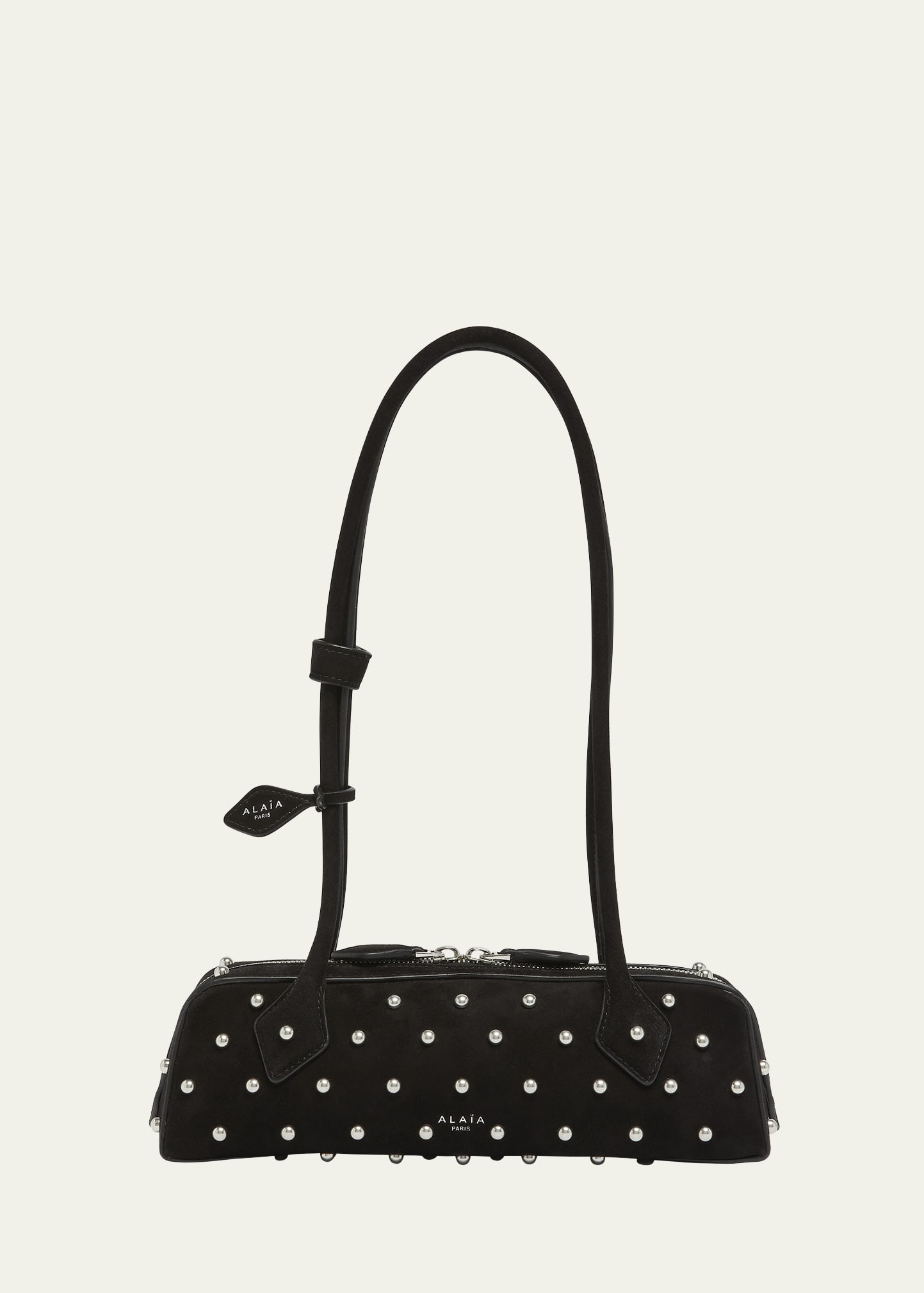 Le Teckel Small Shoulder Bag in Studded Suede - 1